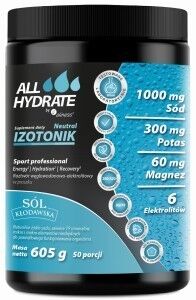 ALLHydrate,  Izotonik neutral Sport Professional - 605 g - zestaw minerałów,  takich jak potas, wapń, sód i magnez