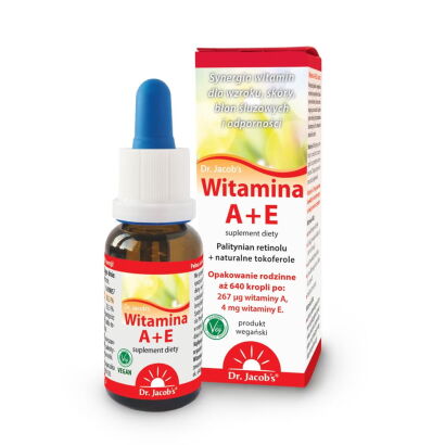 Witamina A+E  suplement diety- synergia witamin dla wzroku, skóry, błon śluzowych i odporności - 20 ml