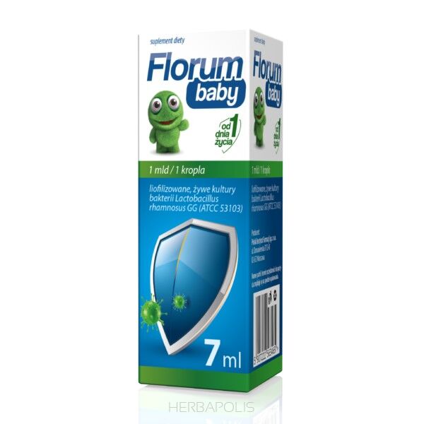 Florum Baby Probiotyk krople, 7ml Polski Instytut Farmacji - żywe kultury bakterii Lactobacillus rhamnosus GG